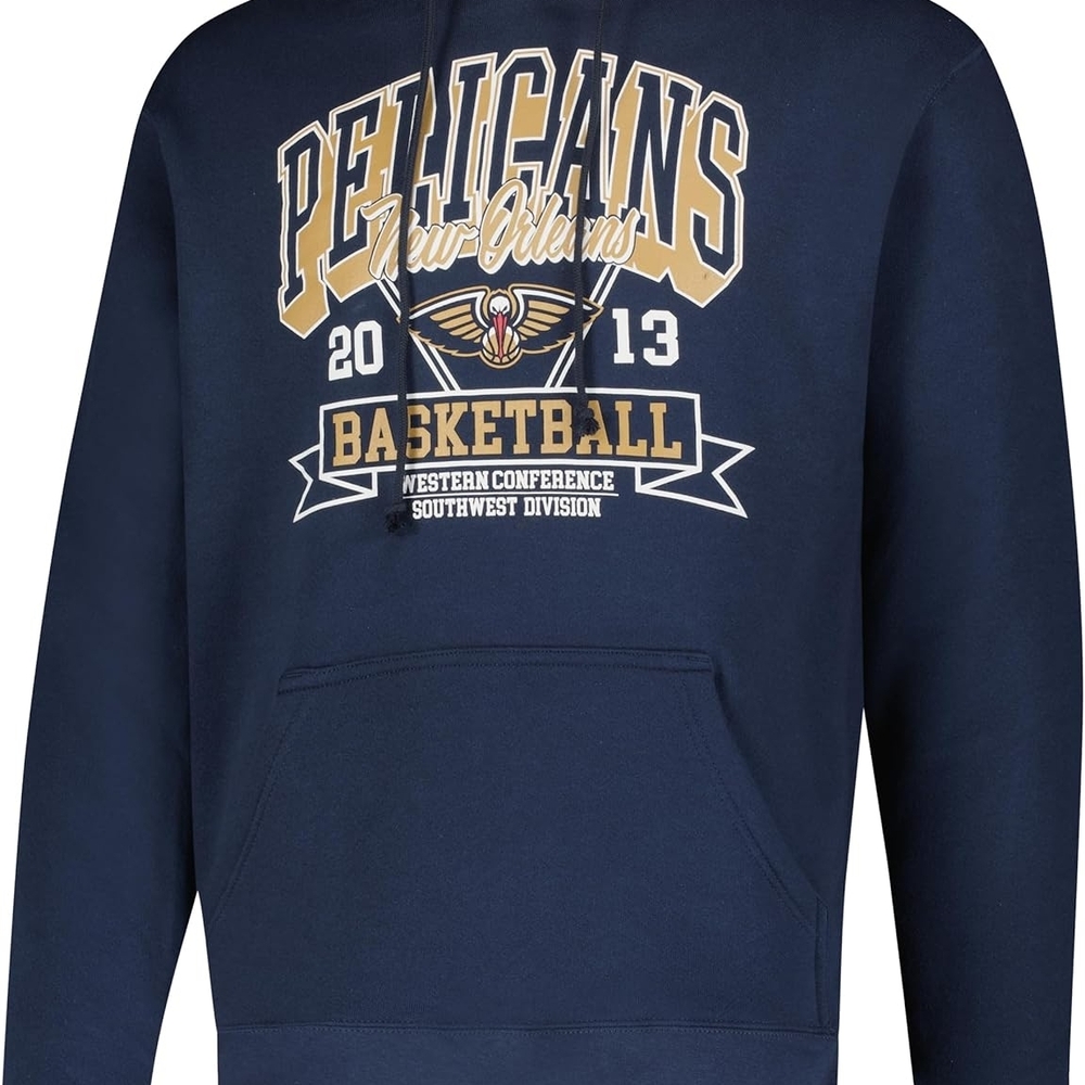 New Orleans Pelicans Mens LARGE Navy Blue Hooded Sweatshirt Hoodie Est. 2013 NBA